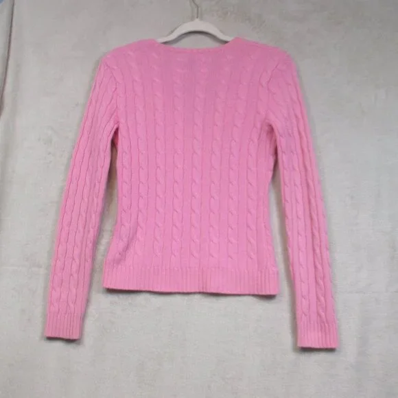 Ralph Lauren Black Label Sweater Women's Medium Cashmere Pink V-Neck Slim Fit - Picture 2 of 9